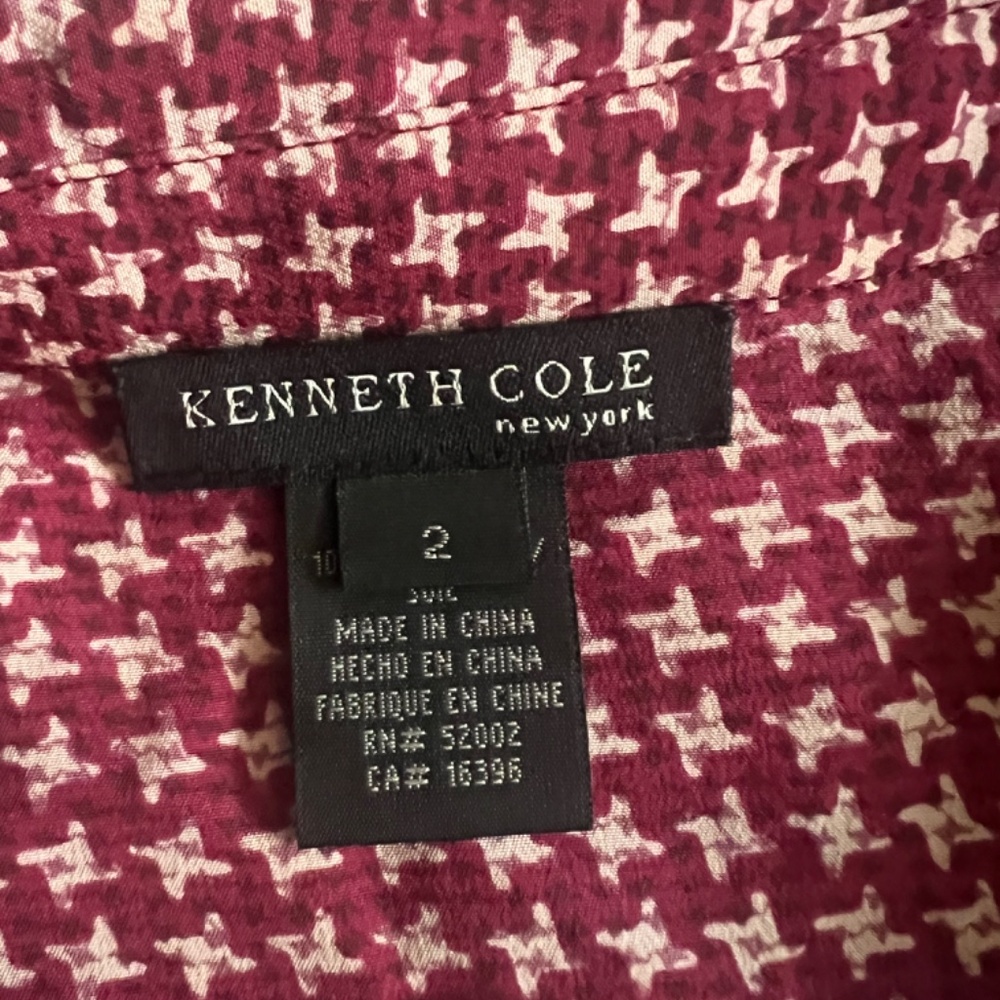 Silk houndstooth print mother of pearl button down shirt - Picture 12 of 12